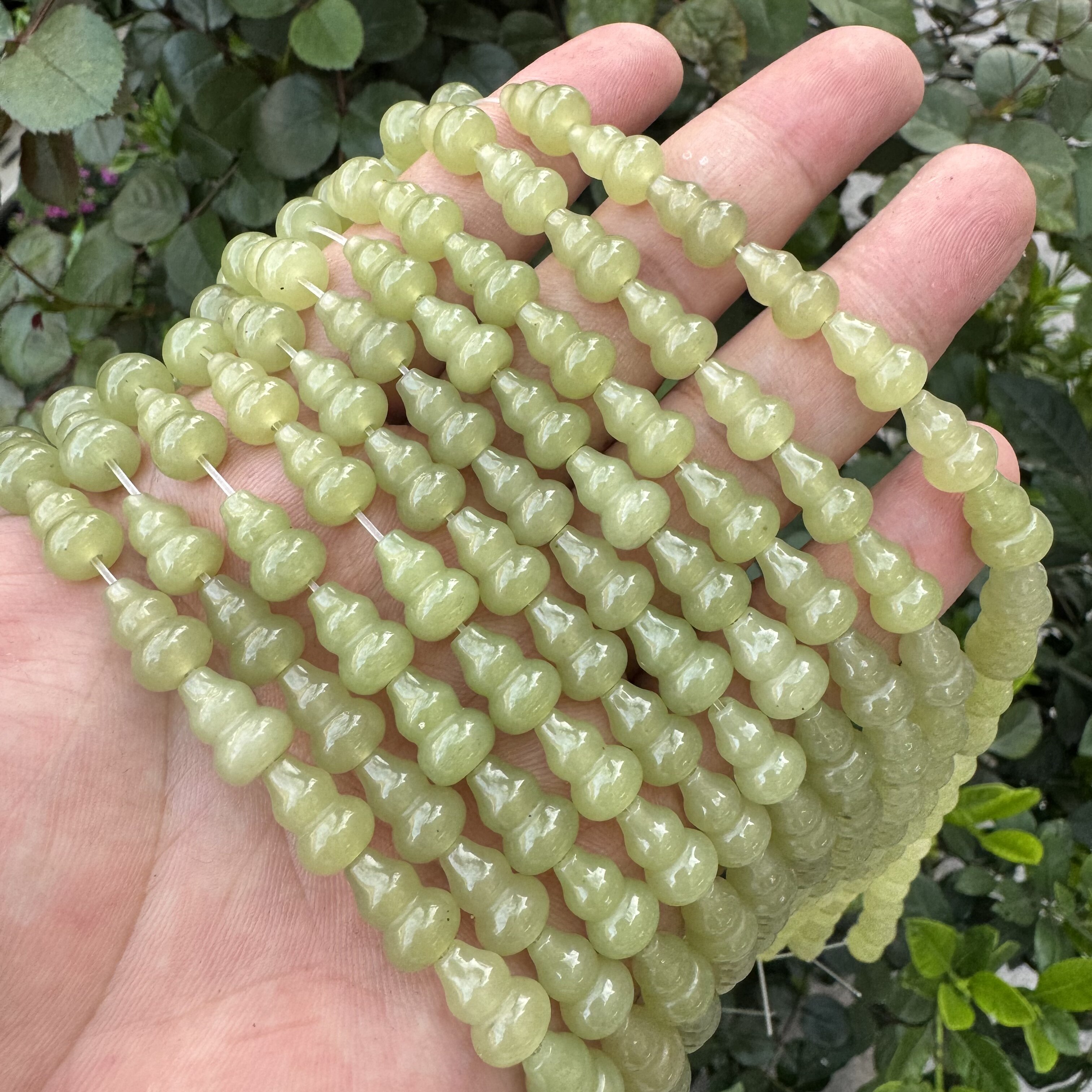 晴水色白玉葫芦形通孔隔珠玉石手工diy佛珠文玩手串配件水晶材料