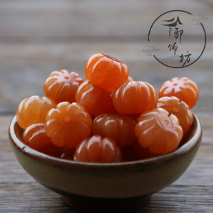 红东陵雕刻南瓜珠 diy古风发簪配件璎珞花托汉服首饰女玉簪花材料