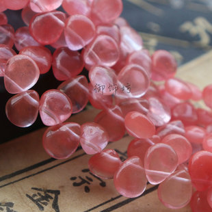10*12mm天然石西瓜红横孔花瓣水滴二八孔树叶diy发簪步摇饰品配件