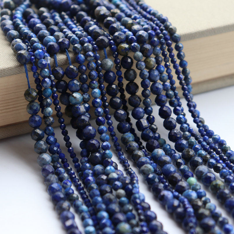青金石切面珠子diy手串文玩材料