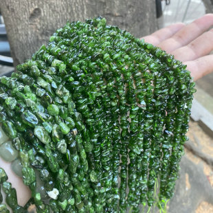 天然绿透辉石中孔碎石材料磷灰橄榄石水晶手工diy手链饰品配件