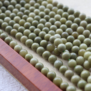 青色纯天然无优化阿拉善圆珠抹茶绿牛油果散珠手工饰串珠DIY配件