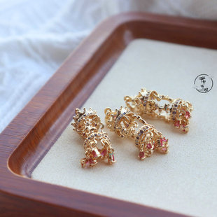 18k包金镀金童话旋转木马吊饰配件手工diy复古宫廷项链毛衣链材料