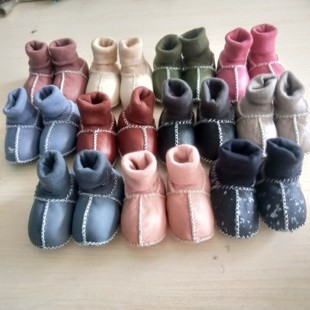 12个月男女宝宝棉鞋 皮毛一体婴儿鞋 软底学步鞋 加绒保暖 袜冬季