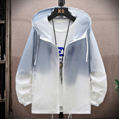 冰丝渐变防晒服男夏季 宽松连帽透气青少年休闲帅气外套防晒衣 新款