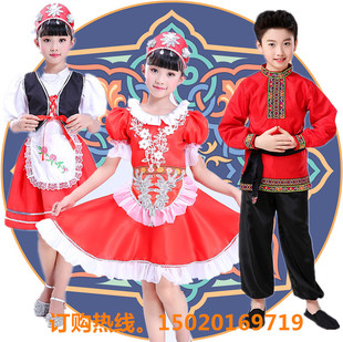 儿童俄罗斯族演出服民族舞蹈服装现代舞台表演服男童少数民族宫廷