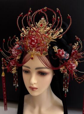 古风头饰汉服曼陀罗彼岸花头饰套装流苏发冠超仙异域发饰暗黑风