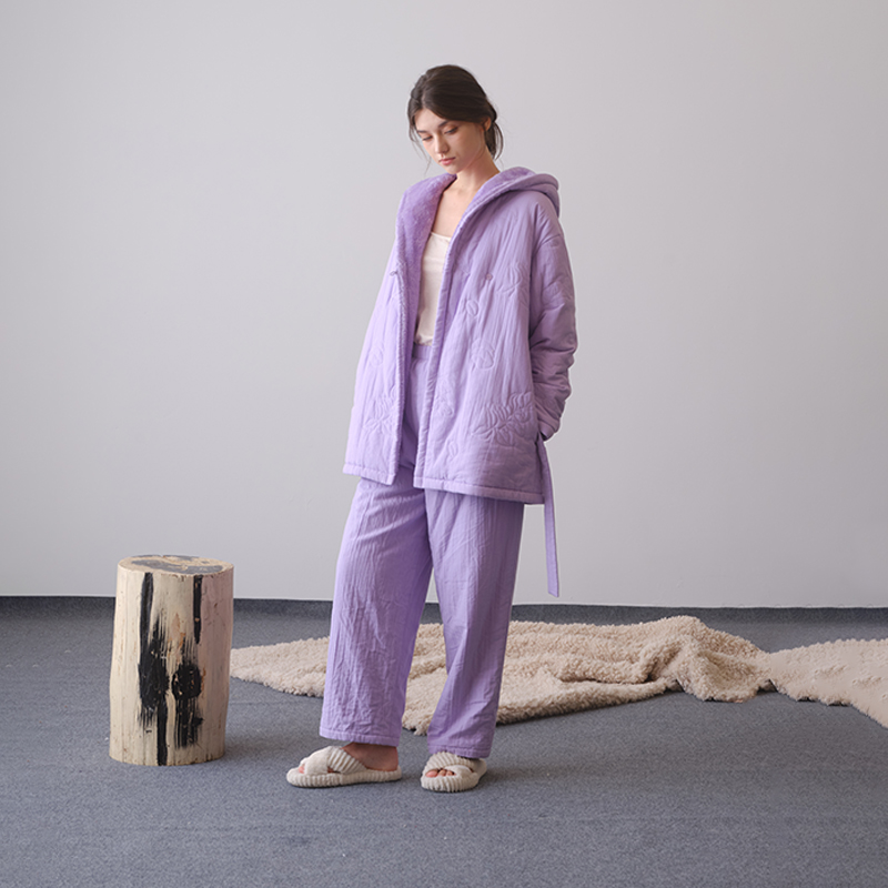 朵朵可可女纯棉加厚夹棉睡衣套装