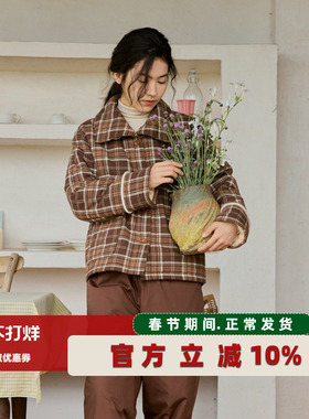 朵朵可可睡衣女2025秋冬季新款纯棉色织格加绒加厚夹棉家居服套装