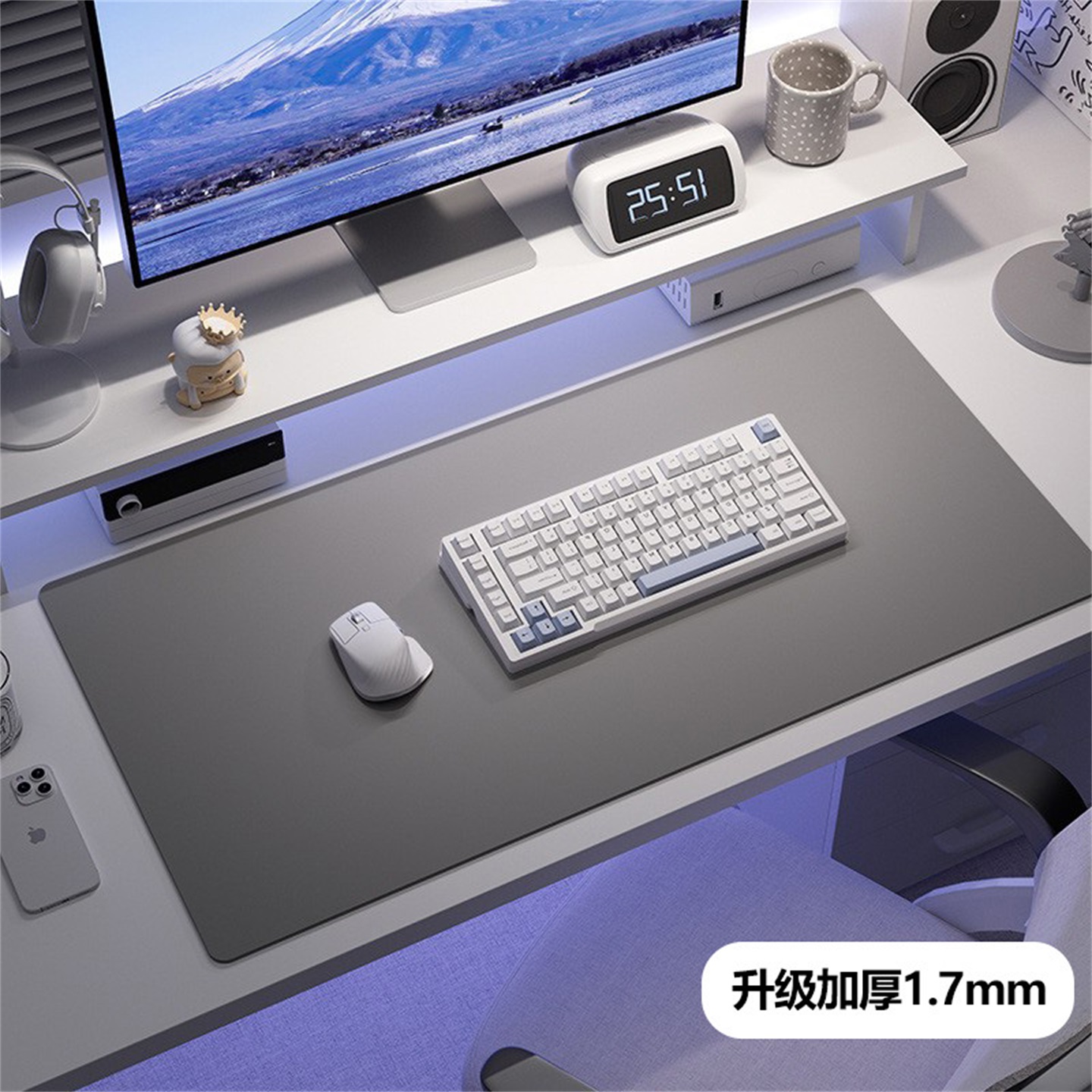 大型鼠标垫超大防水耐脏皮革桌垫笔记本简单渐变色键盘电脑纯色