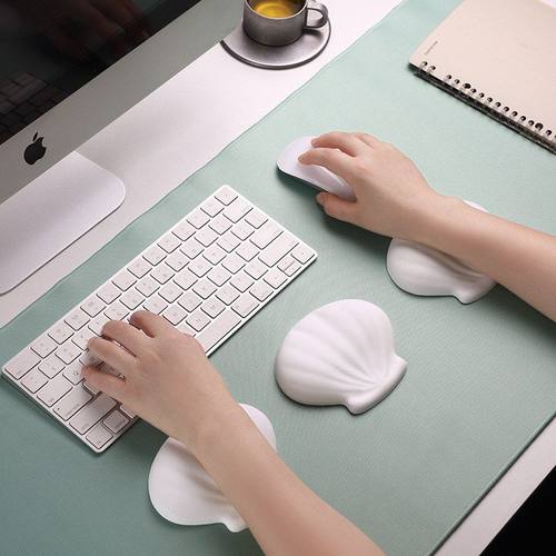 小熊堂贝壳硅胶护腕鼠标垫键盘手托腕托掌托护手腕垫子白色女可爱