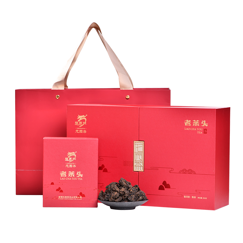 龙园号 普洱茶熟茶 老茶头 300g 云南普洱茶礼品茶 便携式散茶