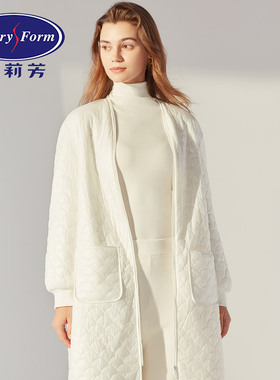 安莉芳秋冬女士厚款保暖睡袍纯白色简约休闲可外穿家居服EL00478