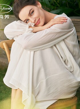 安莉芳女士莱赛尔甜美纯白色复古宫廷风夏季中长款家居裙EL01196