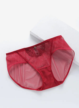 安莉芳EB00764配套内裤网纱轻薄性感纯棉裆里红色三角裤女E200765