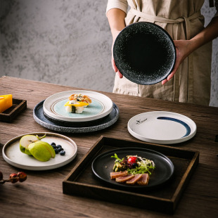 陶瓷牛排盘西餐盘子平盘意面盘家用创意菜盘圆盘餐厅酒店餐具 日式
