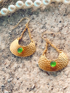 新中式复古小众简约个性简约大气时尚椭圆玛瑙耳环耳坠鹭青一同款