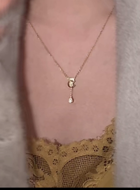 法式复古鹭青一同款玫瑰金锁骨链女幸运数字5吊坠百搭小香风项链