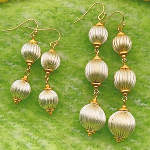 法式复古中古灯笼铜镀老银耳钉宫廷耳饰高级感鹭青一同款百搭简约