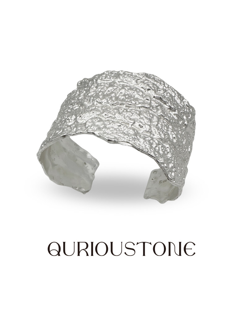 QuriouStone【何泓姗谭松韵同款】树纹手镯宽版925银开口可调节