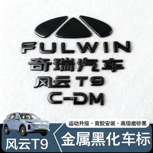 适用于奇瑞风云T9车标黑化改装专用熏黑车标外饰专用黑武士配件