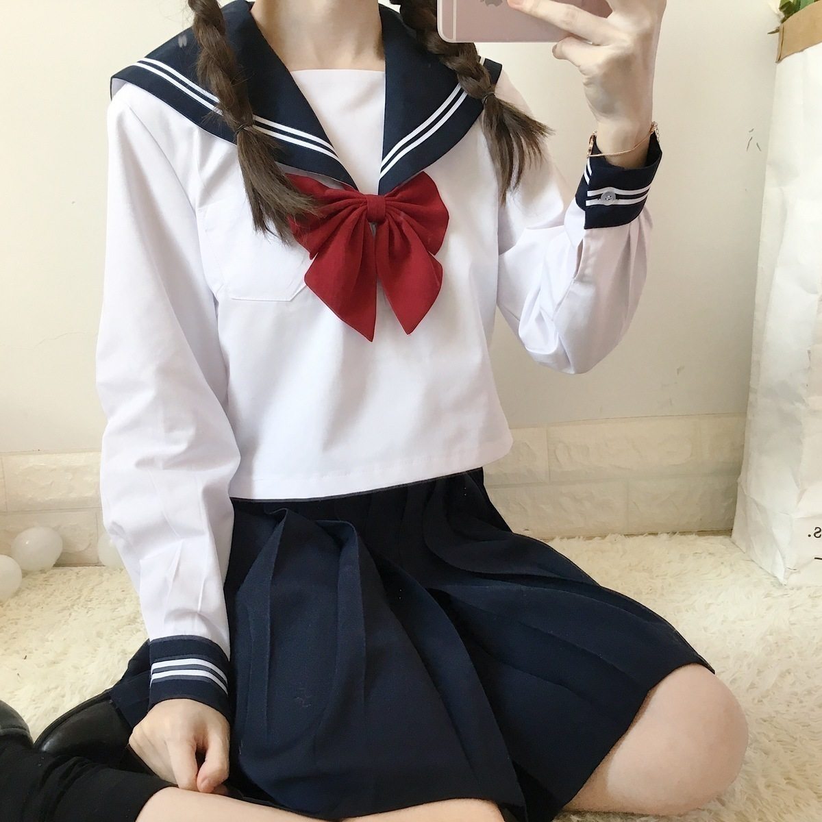 白二本JK制服正统日本水手服长短袖学生校班服学院风两件套装女秋