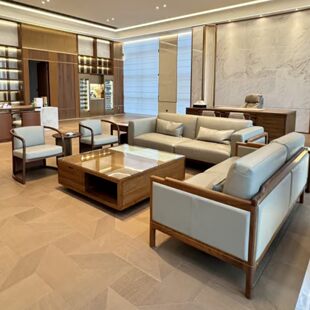 新中式禅意黑胡桃白蜡木沙发茶几组合大户型家具酒店民宿办公室