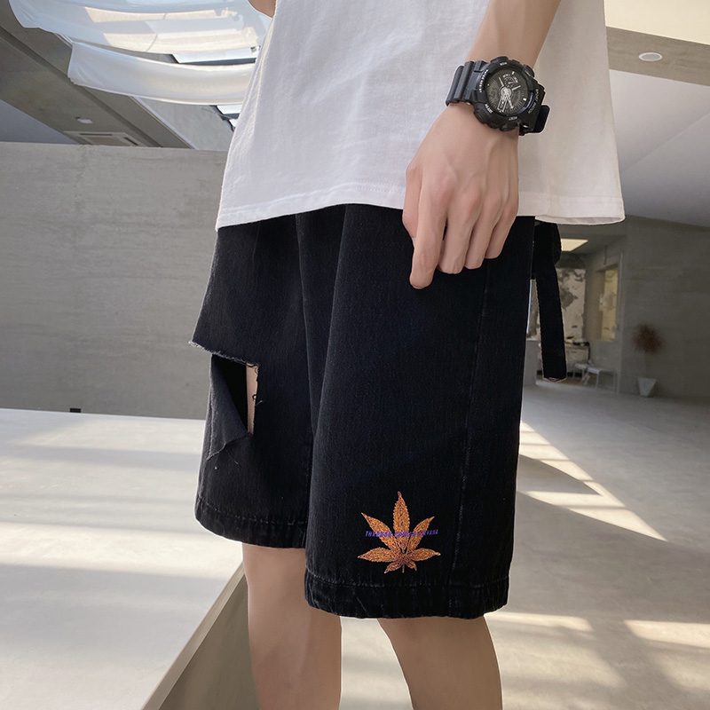 夏季牛仔褲九分褲韓版個性男女褲