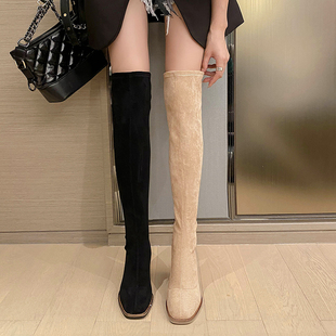 潮牌SW过膝长靴女秋冬胖mm弹力瘦瘦靴5050大筒围袜靴小个子长筒靴