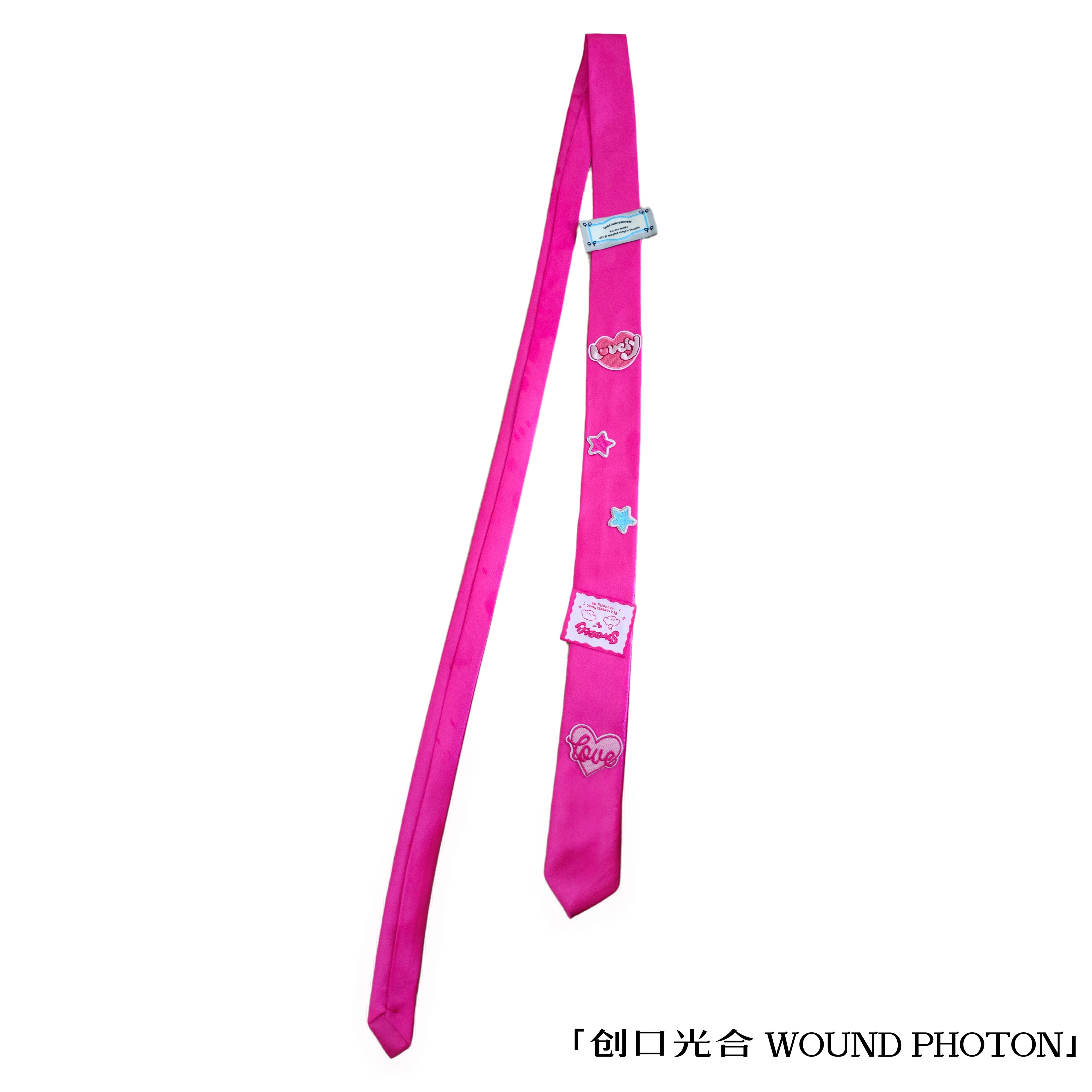 创口光合 玫红领带刺绣小众设计高级感装饰配饰y2k个性衬衫领结