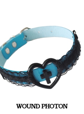 创口光合原创蓝色蕾丝十字架choker小众项圈蝴蝶结纯欲COS项链