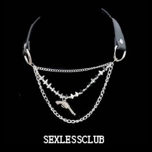 【多层叠戴】小众朋克亚文化银色手枪项链高级感男女项圈choker