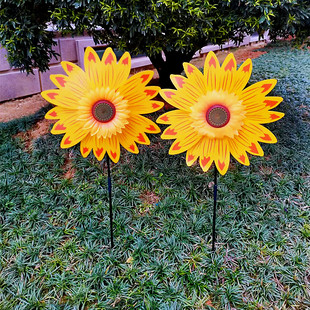 拍一发二新款 儿童玩具七彩上下双层亮片卡通风车户外春游摆摊热卖