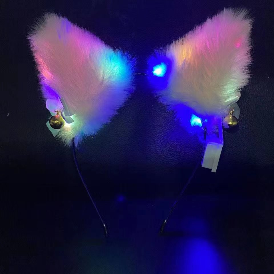 인터넷 연예인 사진 촬영 귀여운 빛나는 여우 고양이 귀 머리띠 벨 봉제 활 어린이 모자 노점상