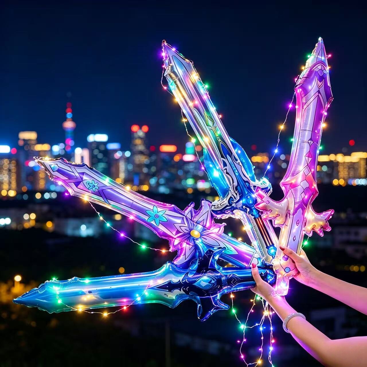 大号发光充气宝剑气球生日派对图片