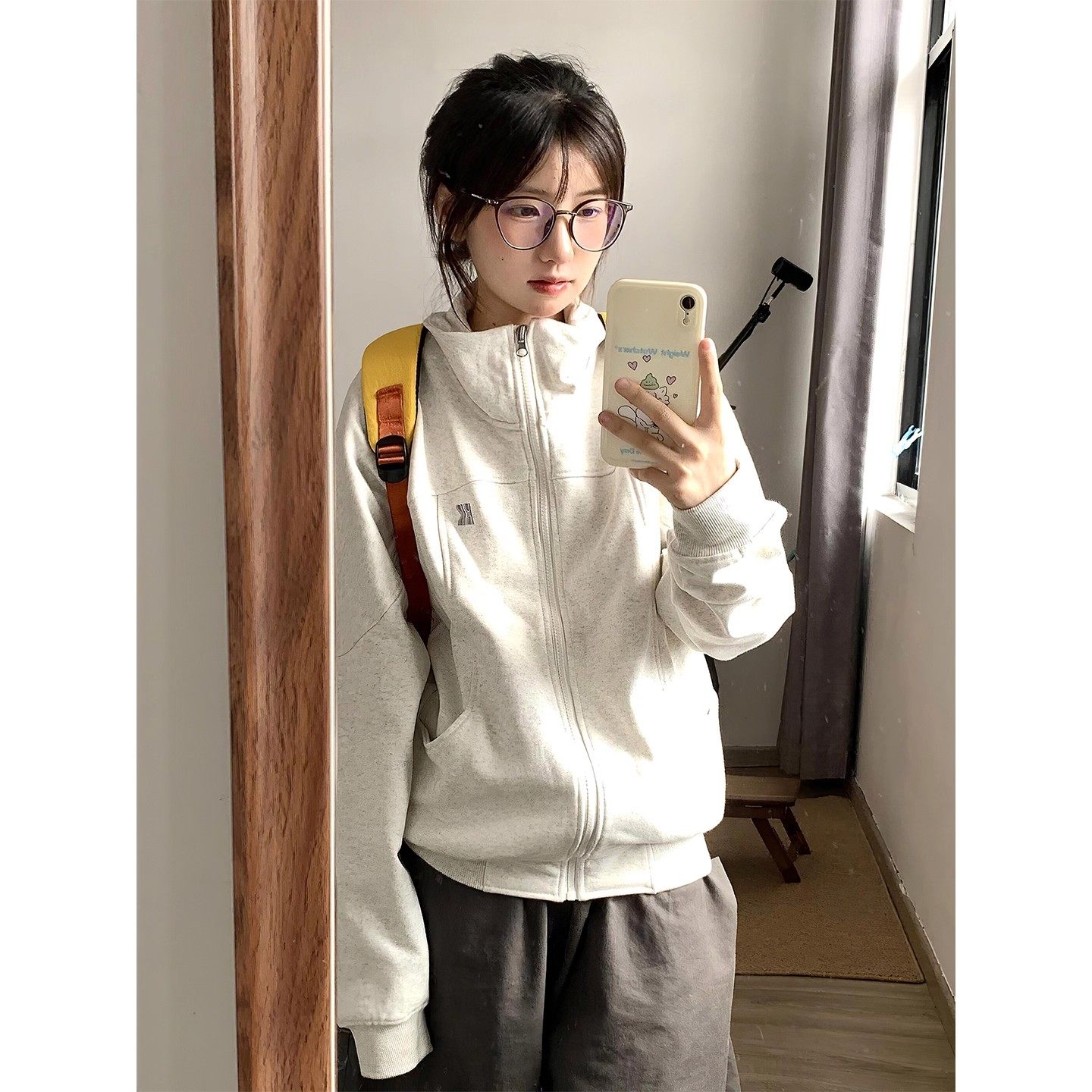 美式立领开衫卫衣女2025新款春秋季慵懒chic休闲夹克拉链外套上衣