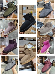 特价捡漏yellow earth女士冬羊皮毛一体保暖棉一脚蹬靴雪地靴偏小