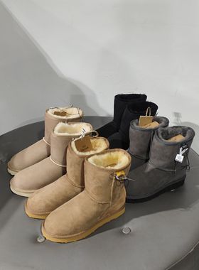 孤品特价捡漏yellow earth羊皮毛一体女士中低筒雪地靴套筒平底棉