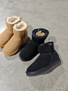 防水YellowEarth25新款羊皮毛一体厚保暖平底男女士超低筒雪地靴