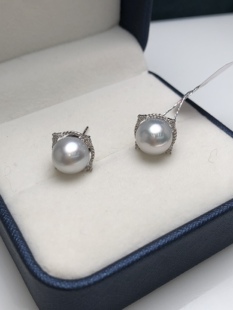 澳白银耳钉宝石光感9-10mm