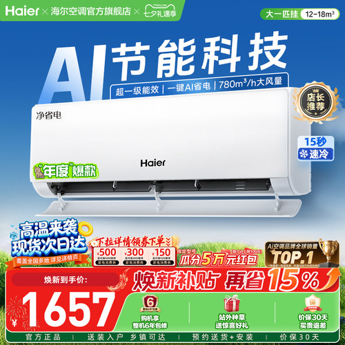 海尔空调净省电新一级大1匹挂机