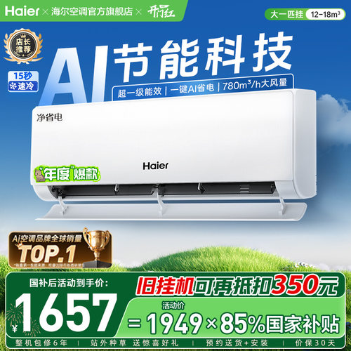 海尔空调净省电新一级大1匹挂机