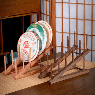 普洱茶饼展示架层层高实木家用白茶支架357g茶饼密封透明盒摆放架