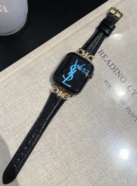 气质真皮AppleWatch11表带适用iwatchS10苹果手表S89表带秋冬女