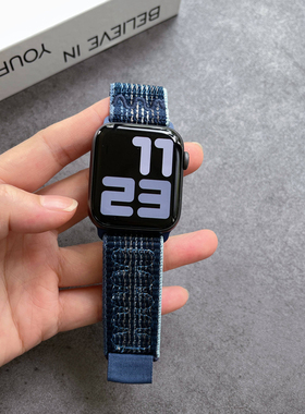 适用于苹果手表10代applewatch尼龙编织iwatchs9回环运动表带男女