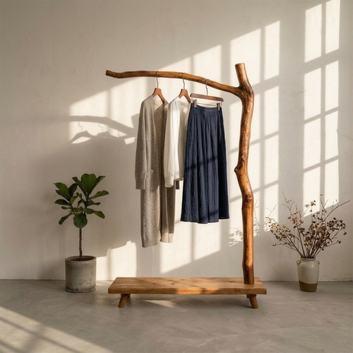 实木复古衣帽架天然树枝原木落地架服装店展示架民宿侘寂风陈列架