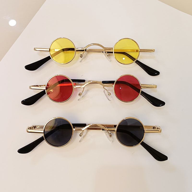 儿童小圆框太子镜男女童超小框太阳镜潮复古街拍眼镜个性走秀墨镜