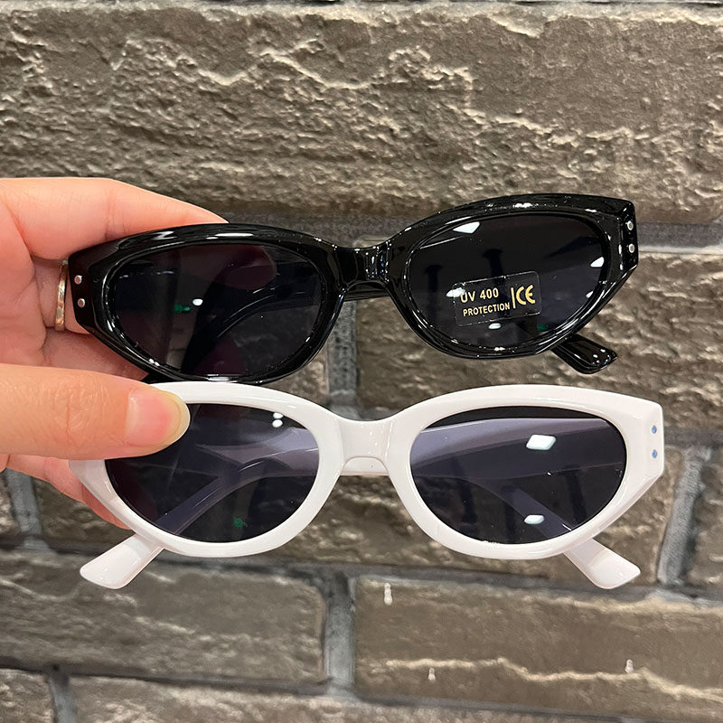 儿童太阳镜男童潮酷复古窄框黑色猫眼眼镜女童宝宝防紫外线墨镜潮