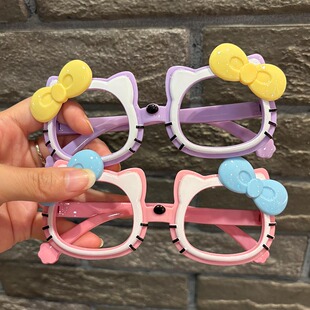 儿童眼镜框女童可爱猫咪造型眼镜架女宝宝卡通拍照装 饰无镜片眼镜