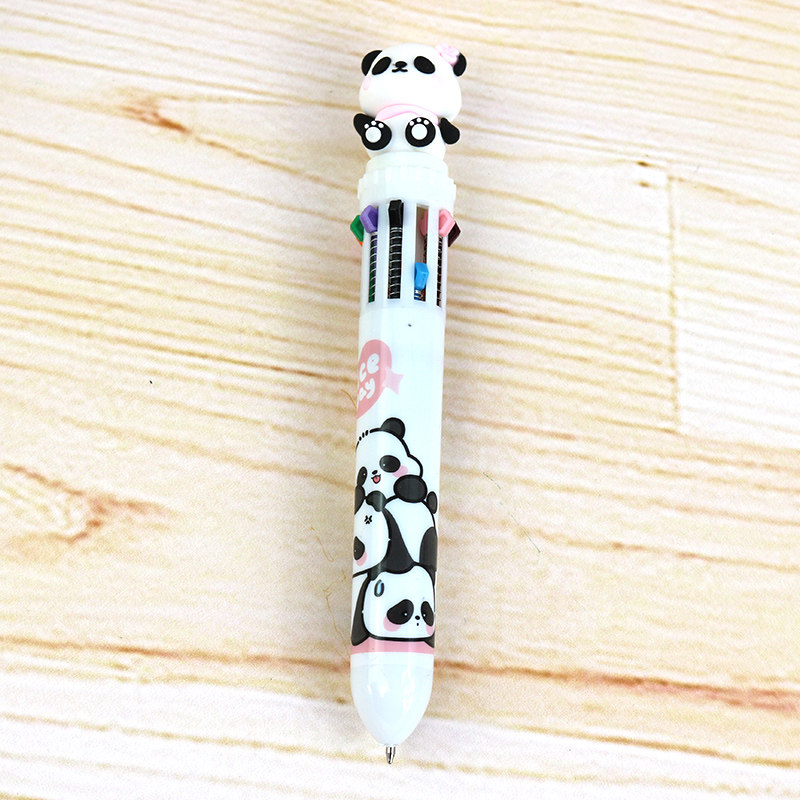 무료 배송 귀여운  팬더 10 색 볼펜 컬러 다기능 프레스 인터넷 연예인 멀티 컬러 오일 펜 프레스 컬러 펜